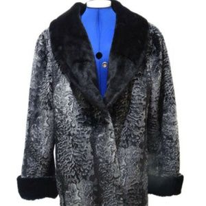 OLYMPIA Limited Inc FAUX FUR Animal Print COAT SzS